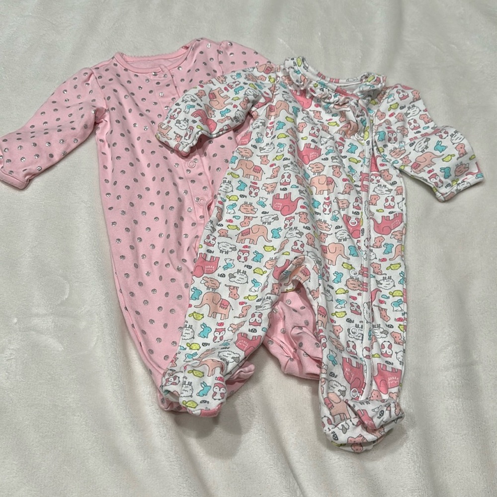 NWOT Simple Joys by Carter's baby-girls 2-pack Cotton Snap Footed Sleepers